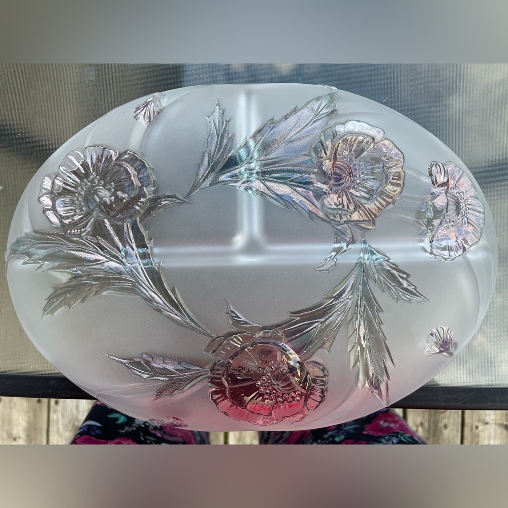 Vintage Savoir Vivre Japan Glass Relish Tray – 4 Section Floral Serving Dish